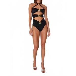 NEW CIN CIN diamond heart cut-out swimsuit in black